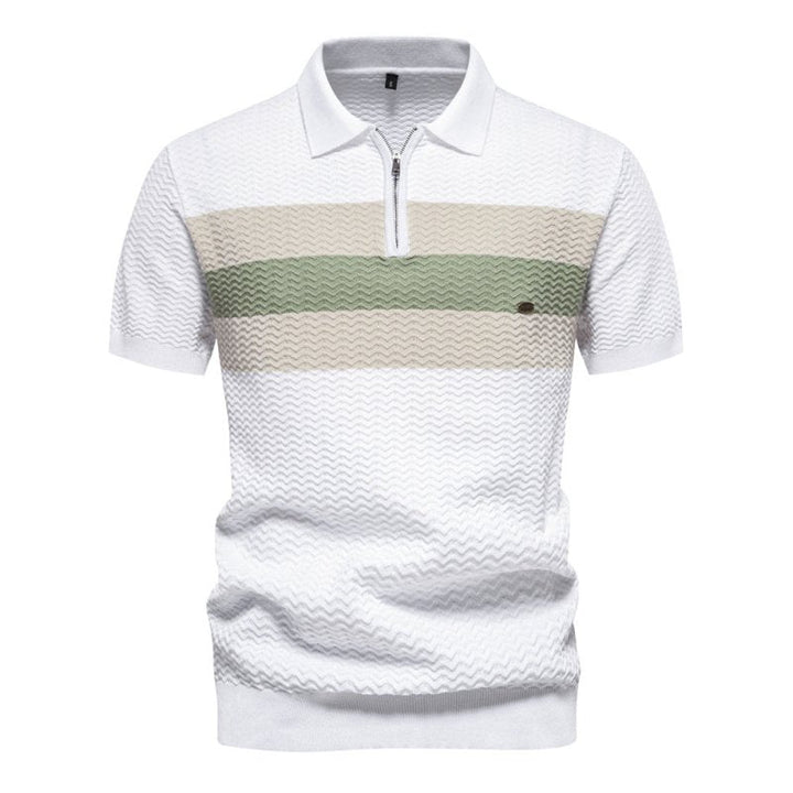 Herren Poloshirt mit Streifen und Reißverschluss | Sommer