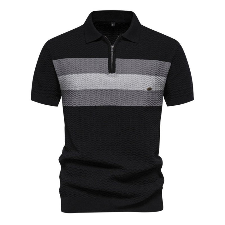 Herren Poloshirt mit Streifen und Reißverschluss | Sommer