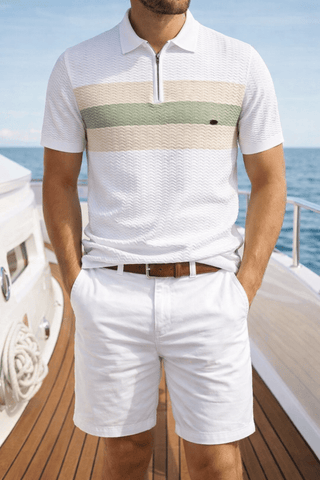 Herren Poloshirt mit Streifen und Reißverschluss | Sommer
