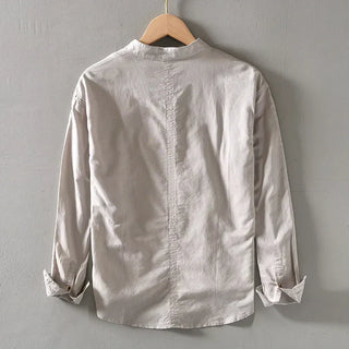 Herren Langarm-Henley-Shirt | Stehkragen