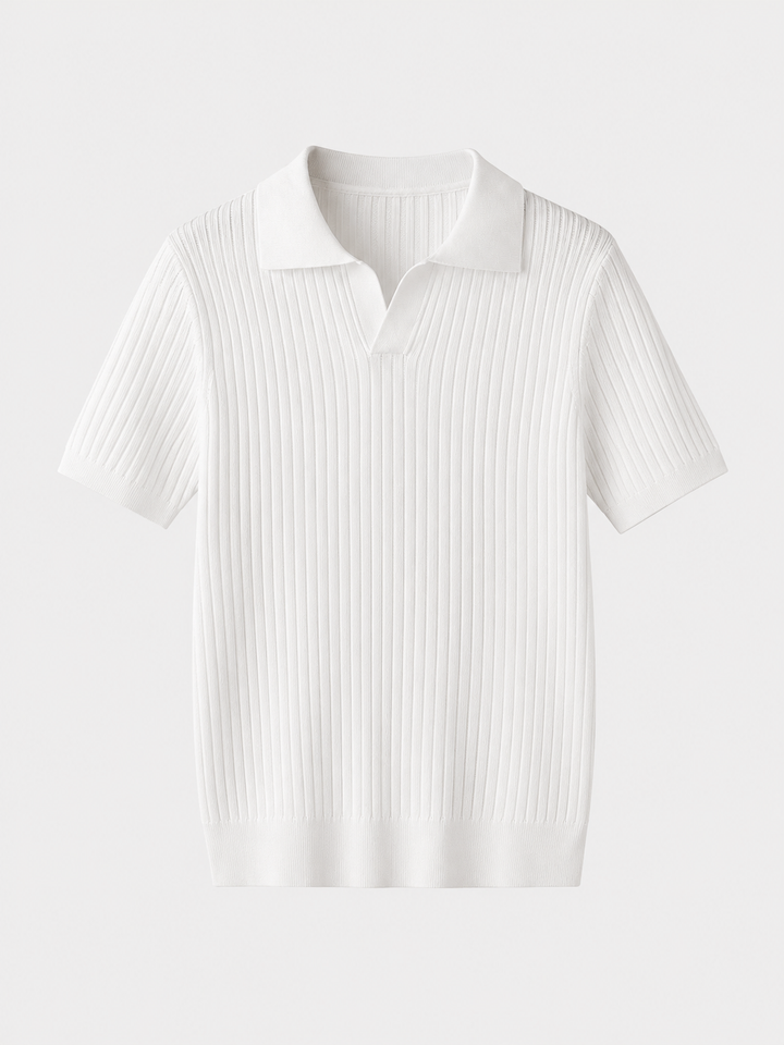 Herren Geripptes Polo-Shirt | Kurzarm