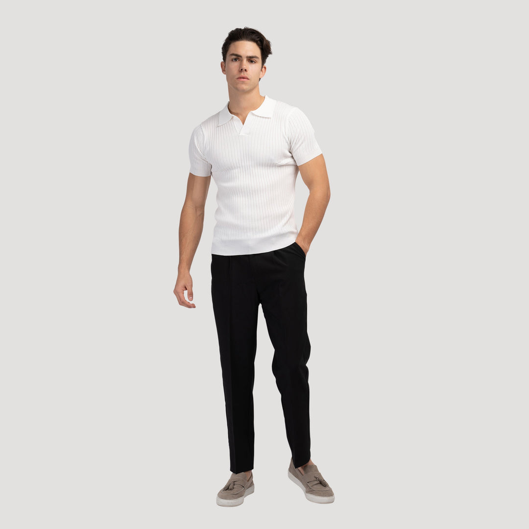 Herren Geripptes Polo-Shirt | Kurzarm