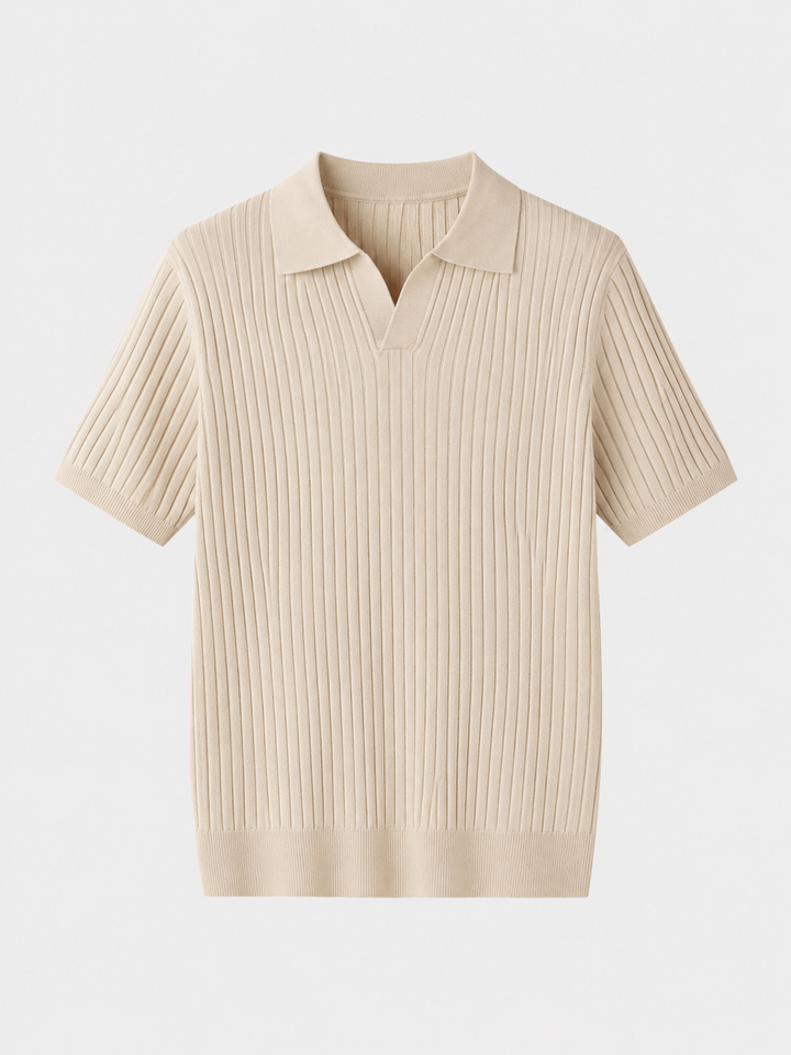 Herren Geripptes Polo-Shirt | Kurzarm