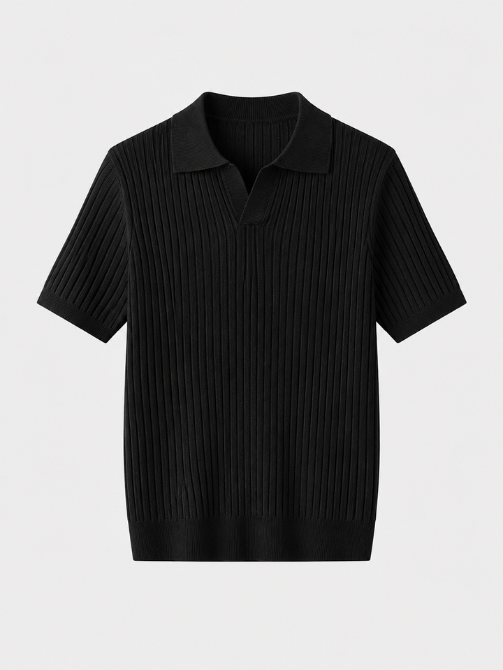 Herren Geripptes Polo-Shirt | Kurzarm
