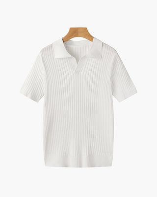 Herren Geripptes Polo-Shirt | Kurzarm