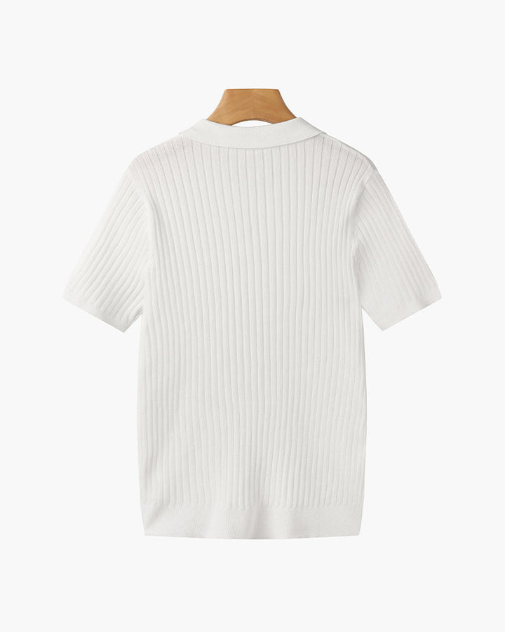 Herren Geripptes Polo-Shirt | Kurzarm