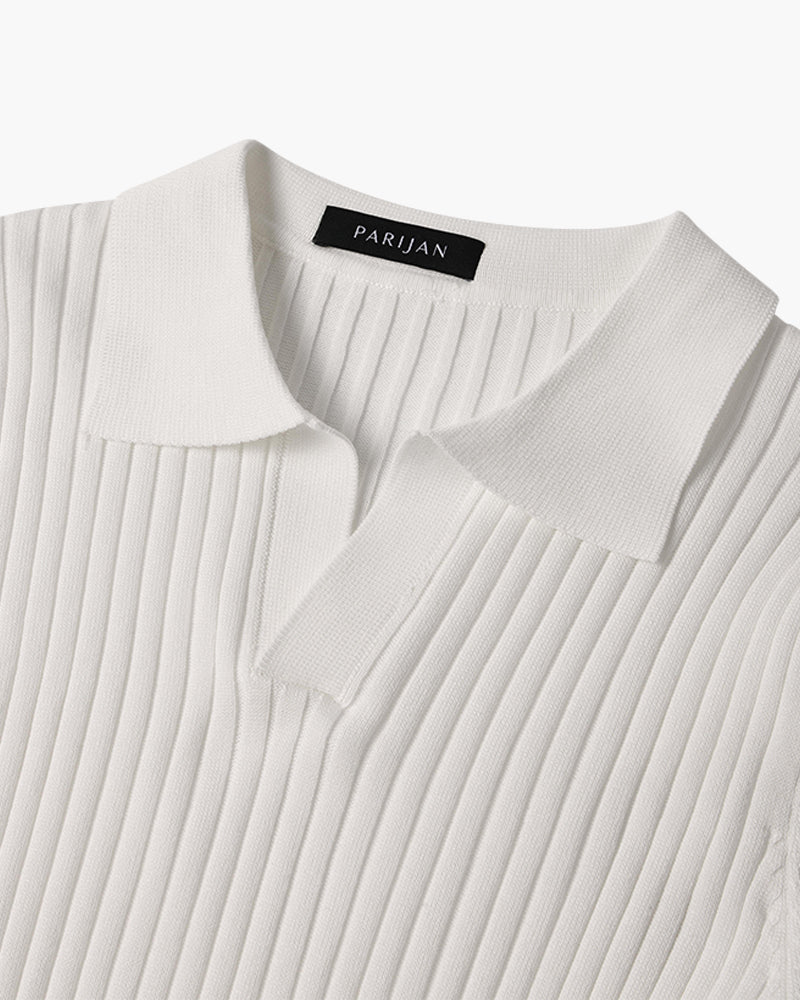 Herren Geripptes Polo-Shirt | Kurzarm