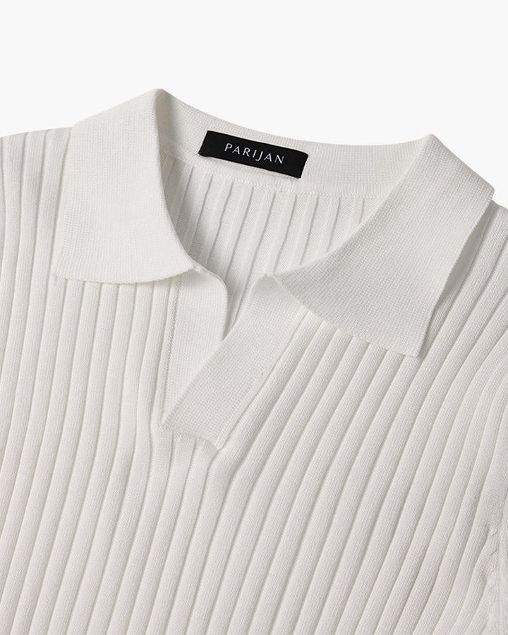 Herren Geripptes Polo-Shirt | Kurzarm