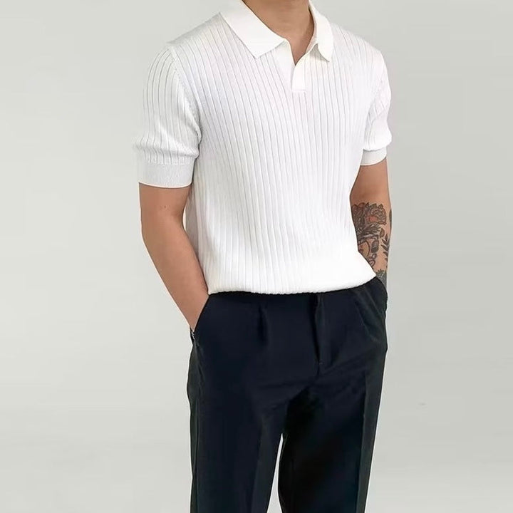 Herren Geripptes Polo-Shirt | Kurzarm