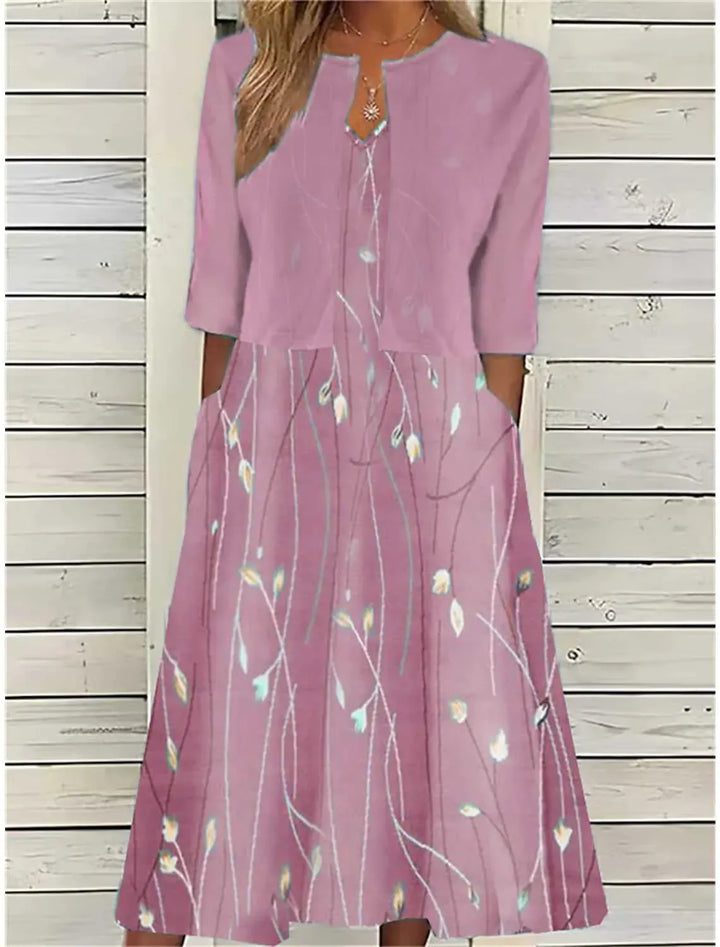 Zweiteiler Damen Floral Slim Fit Freizeit