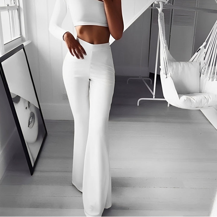 Hose Damen Elastisch Hohe Taille Ausgestellt Freizeit
