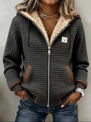 Sandra | Sherpa-Futter Gesteppte Kapuzenjacke mit Reißverschluss